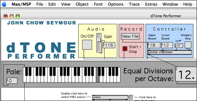 Screenshot of part of the dTone Max/MSP patch